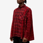 Needles Men's 7 Cuts Wide Over Dyed Flannel Shirt in Red