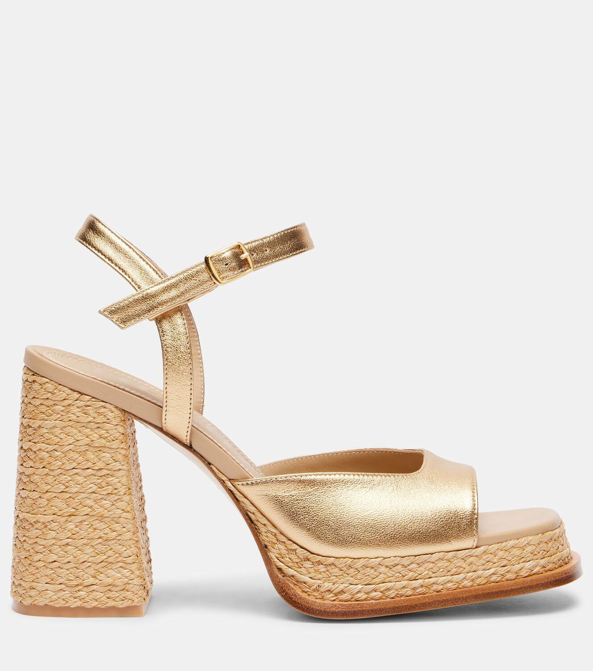Souliers Martinez Gracia metallic leather platform sandals