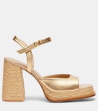 Souliers Martinez Gracia metallic leather platform sandals