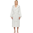 Tekla White & Blue Terry Hooded Bathrobe