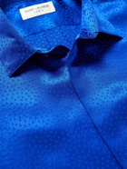 SAINT LAURENT - Polka-Dot Silk-Jacquard Shirt - Blue