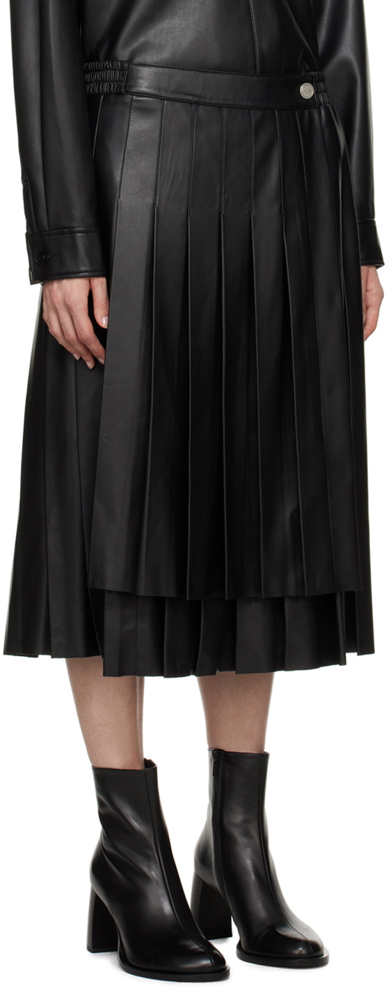 Han Kjobenhavn Black Pleated Faux-Leather Midi Skirt