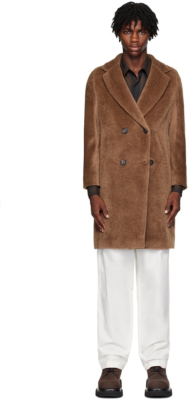 Photo: Max Mara Brown Double-Breasted Faux-Fur Coat
