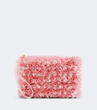 Valentino Garavani Floral-appliqué satin pouch