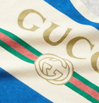 Gucci - Logo-Print Striped Cotton and Hemp-Blend T-Shirt - Blue