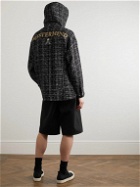 Mastermind World - Logo-Embroidered Hooded Cotton-Blend Tweed Overshirt - Black