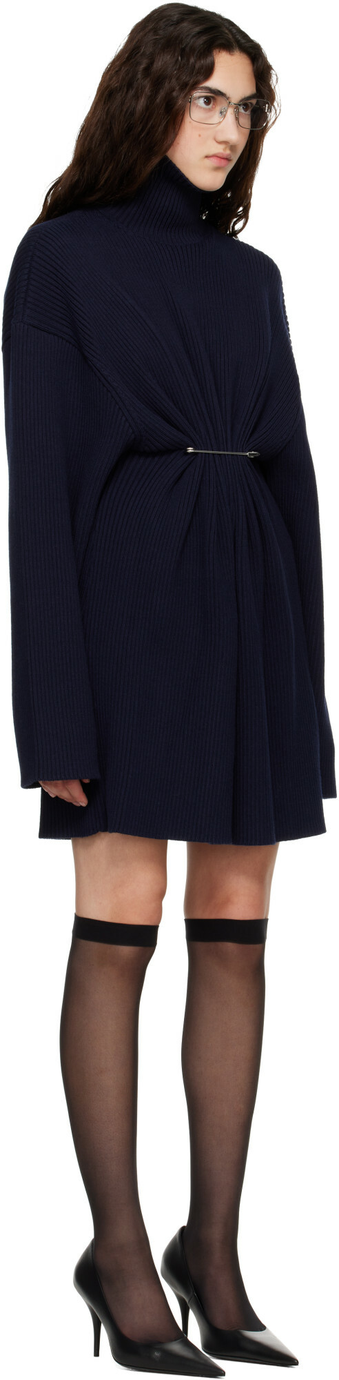 Balenciaga Navy Pinched Minidress