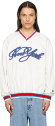 Tommy Jeans White Embroiderd Varsity Sweater