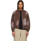 Dime Brown Faded Fleece Bomber Jacket