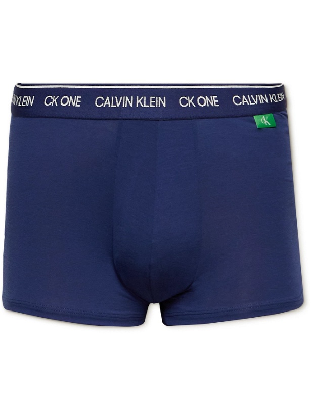Photo: CALVIN KLEIN UNDERWEAR - Recycled Stretch-Jersey Boxer Briefs - Blue