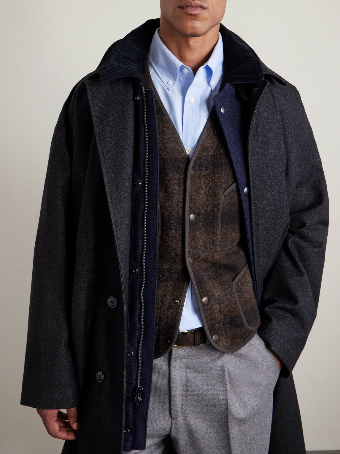 RRL - Monroe Slim-Fit Checked Wool and Cotton-Blend Vest - Brown