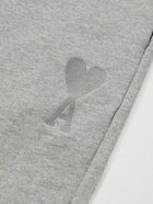 AMI PARIS - Logo-Embroidered Organic Cotton-Jersey Sweatpants - Gray