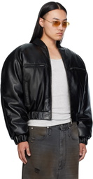 LU'U DAN Black Riot Faux-Leather Bomber Jacket