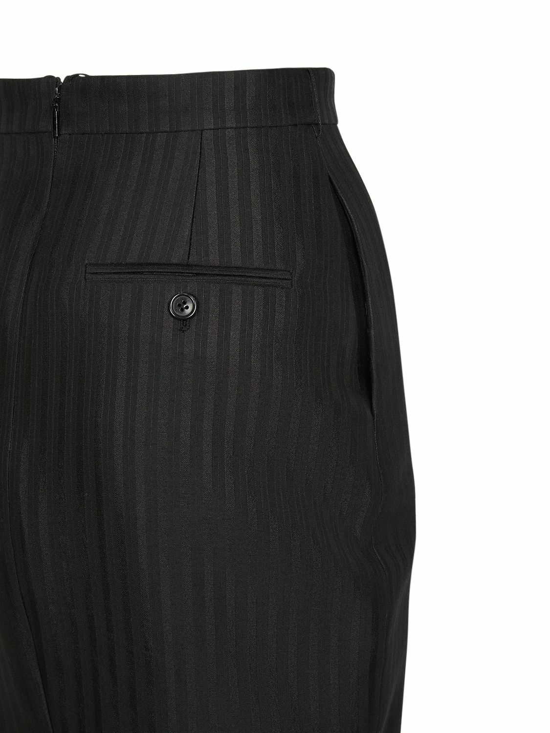 SAINT LAURENT - Wool Blend Midi Skirt W/ Split Front Saint