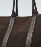 Tom Ford Leather-trimmed suede tote bag