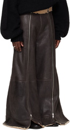 LU'U DAN SSENSE Exclusive Brown Shearling Flight Pants
