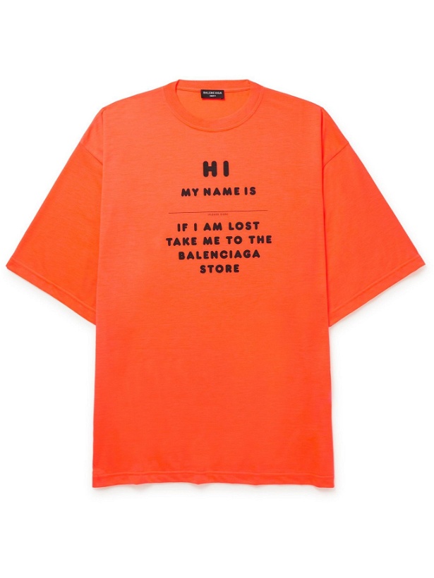 Photo: BALENCIAGA - Oversized Printed Neon Jersey T-Shirt - Orange