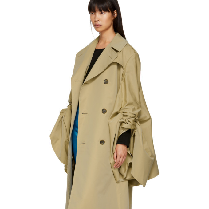 Junya Watanabe Beige Gathered Trench Coat Junya Watanabe
