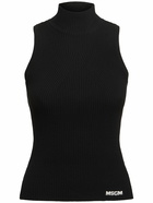 MSGM Viscose Blend Knit Turtleneck Top