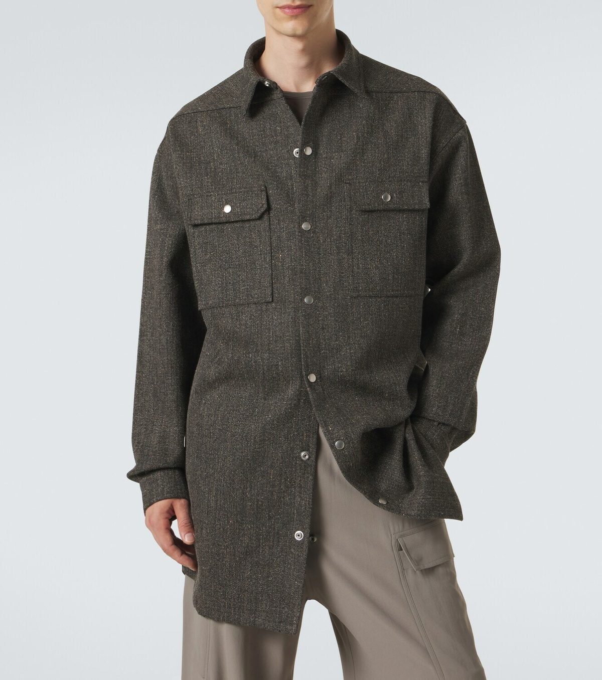 Rick Owens Oversized wool and linen-blend overshirt