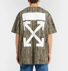 Off-White - Oversized Printed Cotton-Jersey T-Shirt - Green