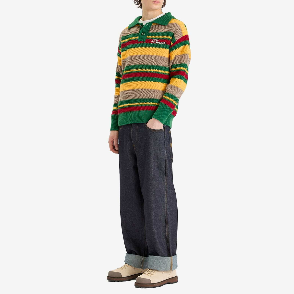 Pleasures Men's Cooper Kit Polo Sweater in Green