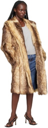 Bottega Veneta Beige Printed Faux-Fur Coat