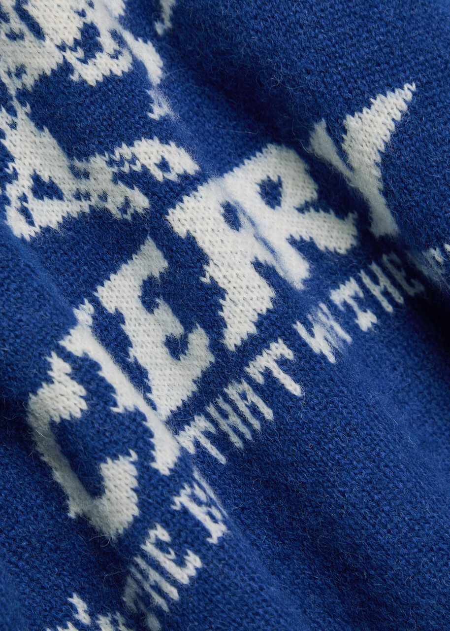 Cherry Los Angeles Won The West Intarsia Alpaca-blend Jumper Blue