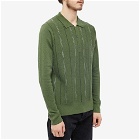 Wood Wood Men's Cooper Knit Long sleeve Polo Shirt in Olive