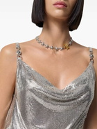 Versace Silver-Tone Metal Mesh Slip Mini Dress
