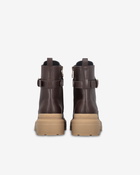 Pinko Leather Combat Boots With Branded Front Strap Peppercorn