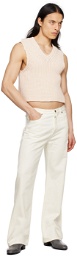 Husbands White Button-Fly Jeans