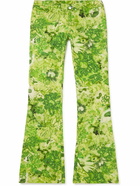 Collina Strada - Puddle Slim-Fit Flared Floral-Print Cotton-Twill Trousers - Green