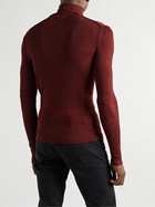 TOM FORD - Ribbed Silk Rollneck Sweater - Burgundy