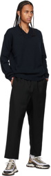 Moncler Navy Cashmere V-Neck Sweater