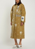 Erdem Embroidered and Embellished Denim Overcoat Camel