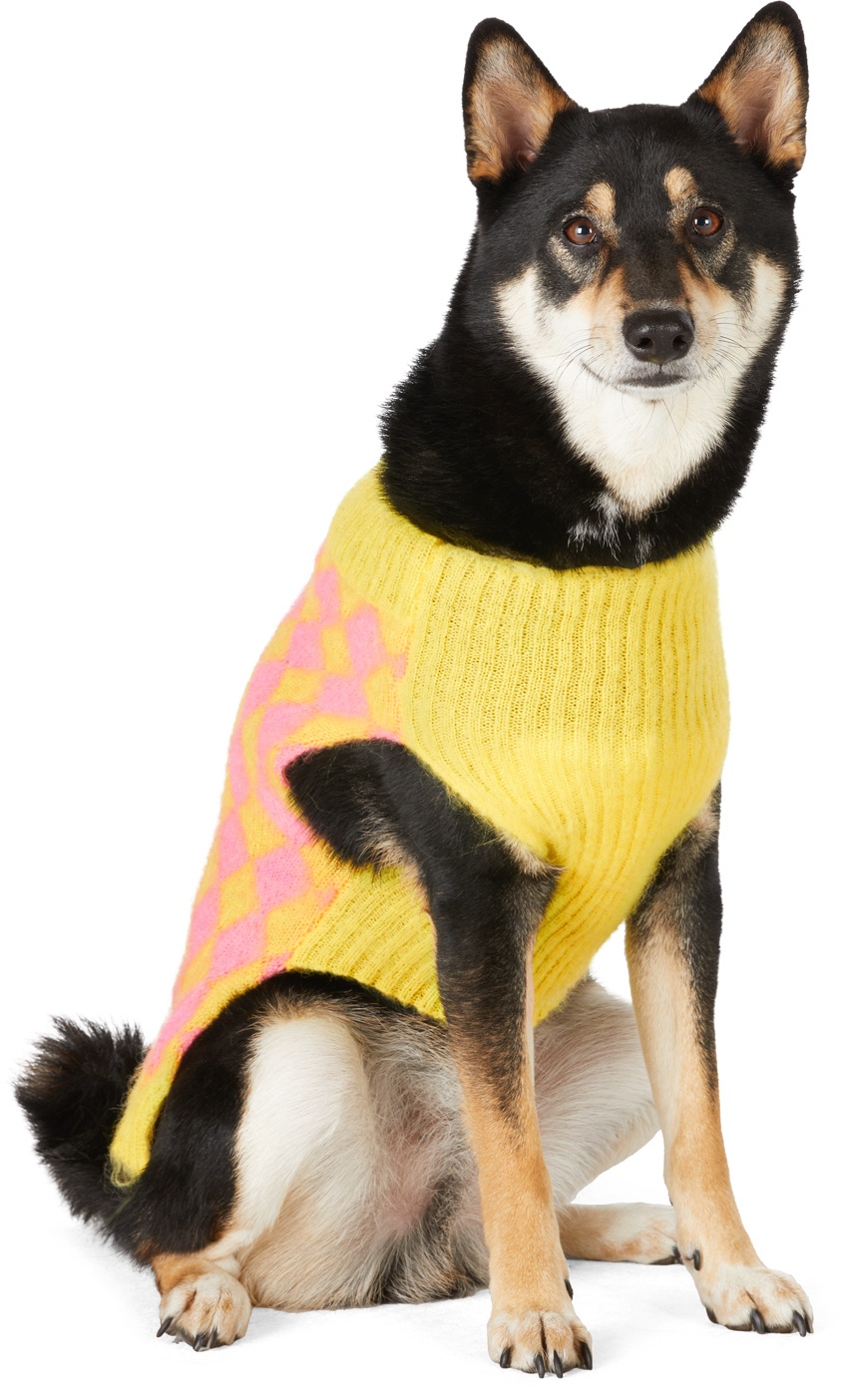Photo: Ashley Williams SSENSE Exclusive Yellow & Pink Intarsia Mohair Sweater
