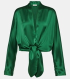The Sei Tie-front silk satin blouse