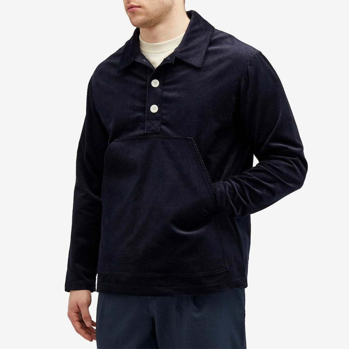 Café Mountain Men's Cord Leisure Pullover Jacket in Deep Navy