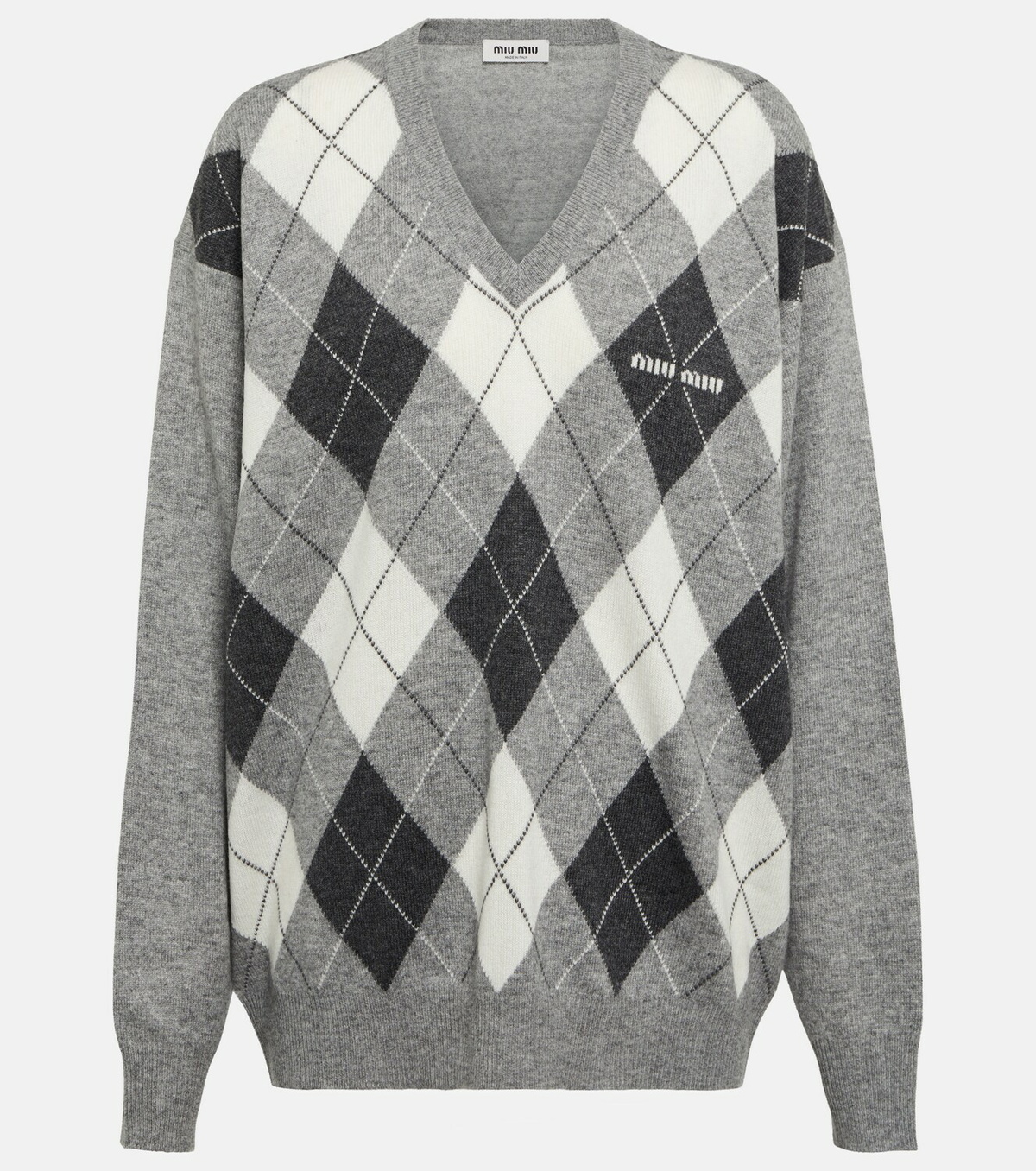 Miu Miu Argyle cashmere sweater Miu Miu