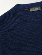 Loro Piana - Ribbed Cashmere, Linen and Silk-Blend Sweater - Blue