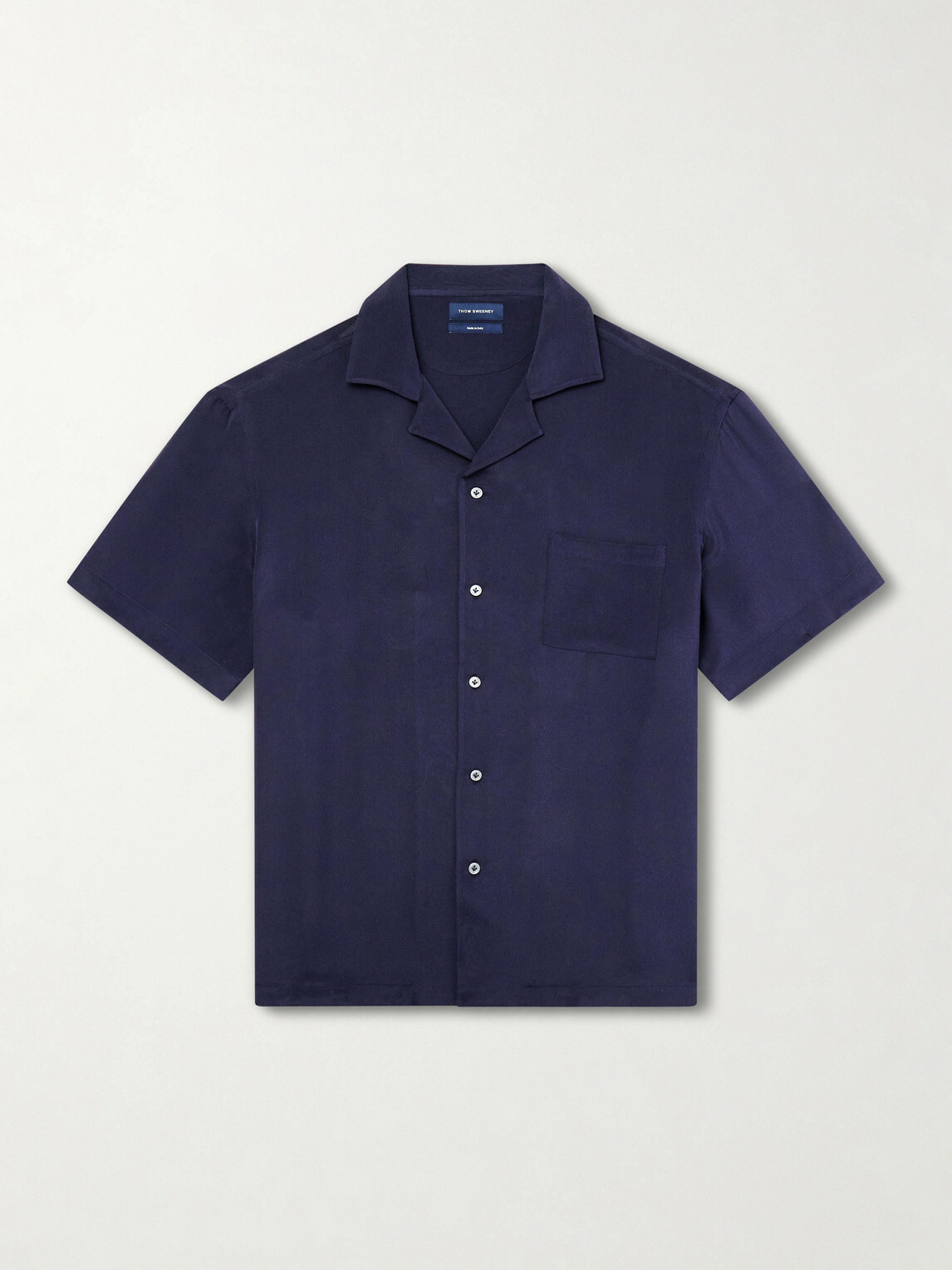 Thom Sweeney - Camp-Collar Silk Shirt - Blue