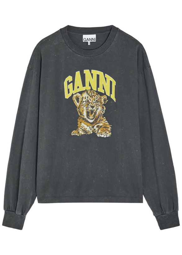 Photo: Ganni Printed Long-sleeve Cotton T-shirt Black