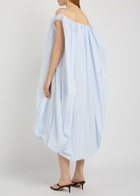 Jacquemus La Robe Lavande Striped Poplin Midi Dress White