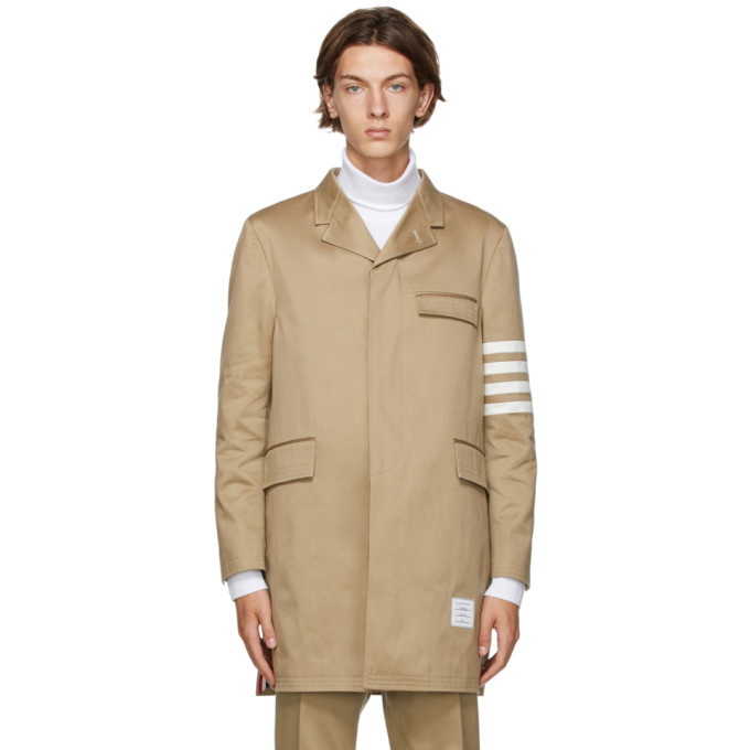 Thom Browne Tan 4-Bar Unconstructed Chesterfield Coat Thom Browne
