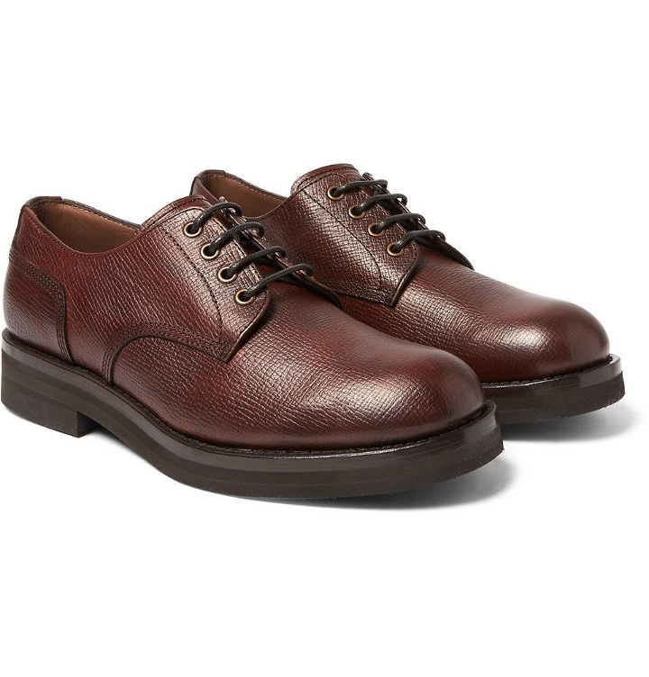 Photo: Brunello Cucinelli - Pebble-Grain Leather Derby Shoes - Men - Brown