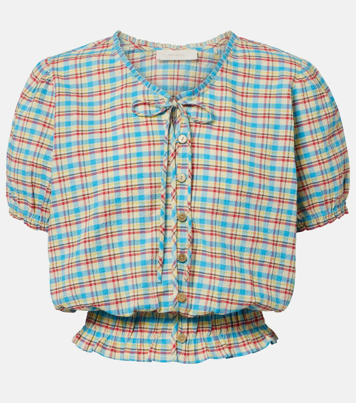 Faithfull Santana checked cotton-blend top