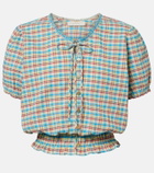 Faithfull Santana checked cotton-blend top