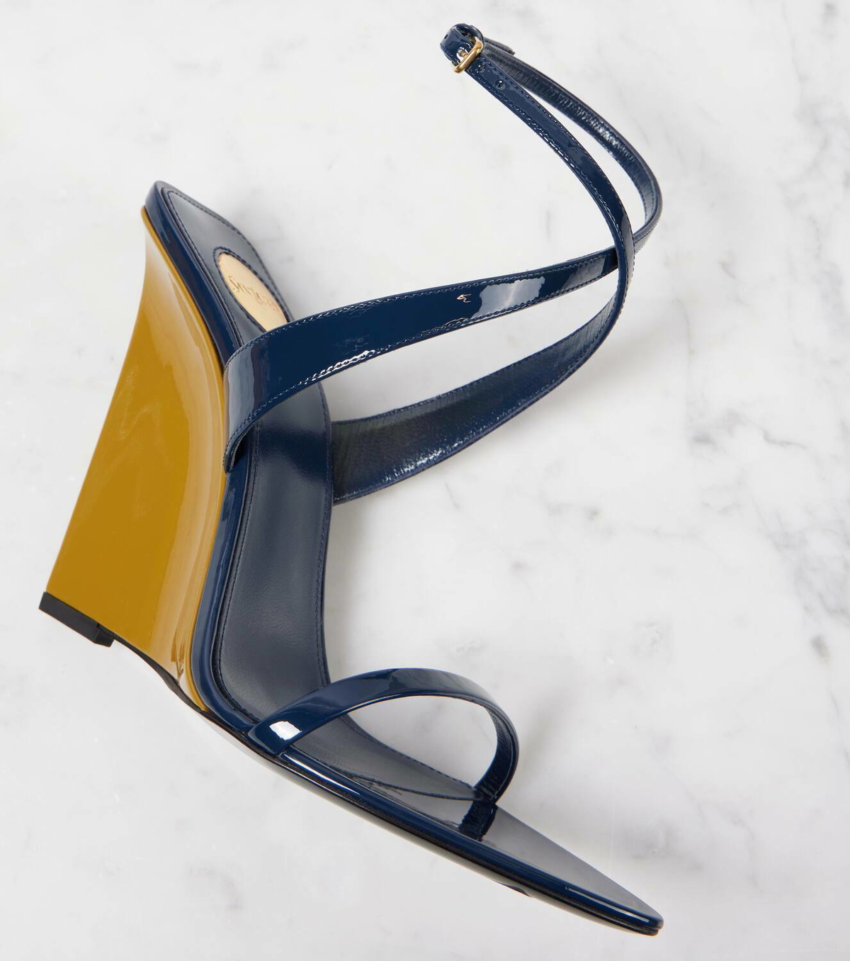 Saint Laurent★Salome wedge sandals Saint Laurent Salome Satin Strappy Wedge Sandals | Neiman Marcus
