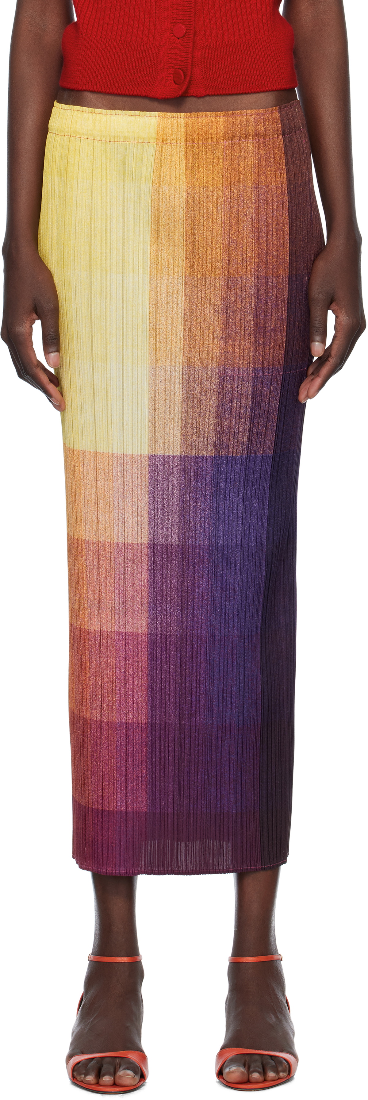 PLEATS PLEASE ISSEY MIYAKE Multicolor Photon Midi Skirt Pleats 